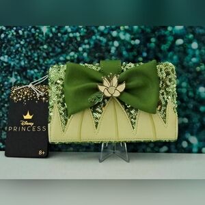 Loungefly Disney Princess Tiana Sequin Flap Wallet Green Yellow NWT
